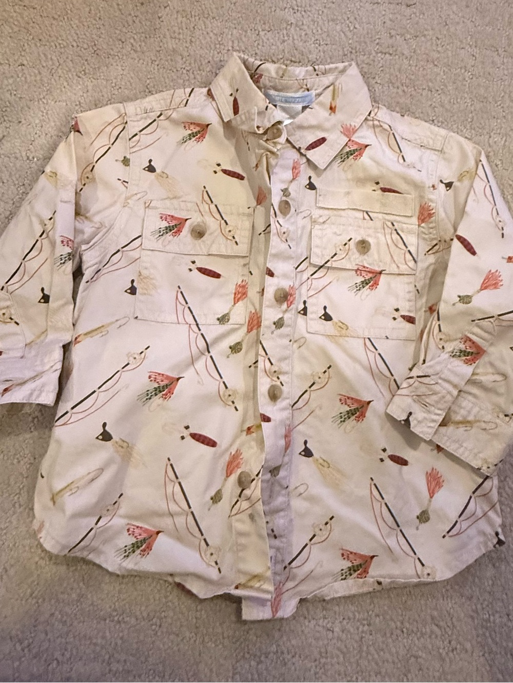 Janie and Jack Fishing-Print Button-Front Shirt
